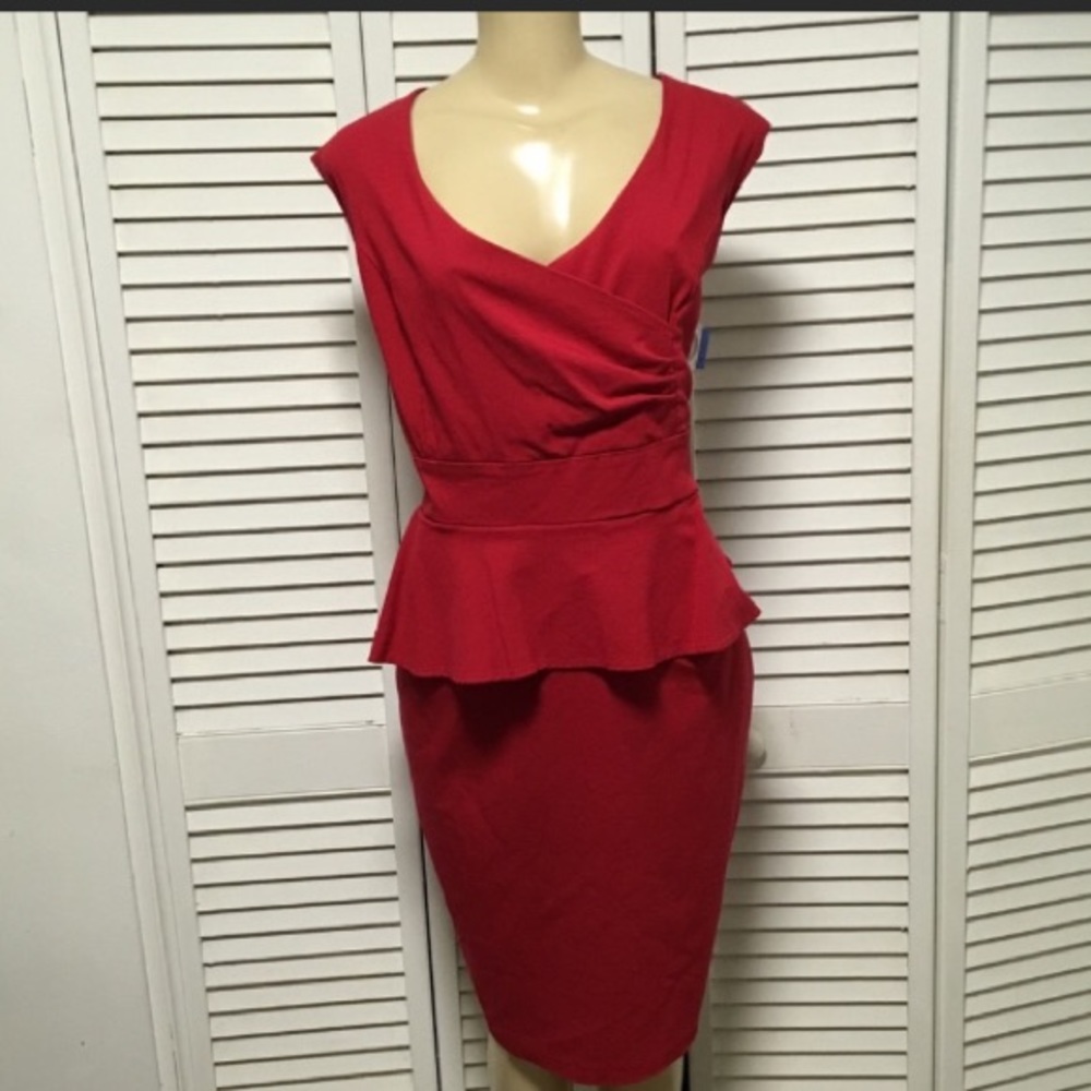 Red peplum pencil dress by Torrid